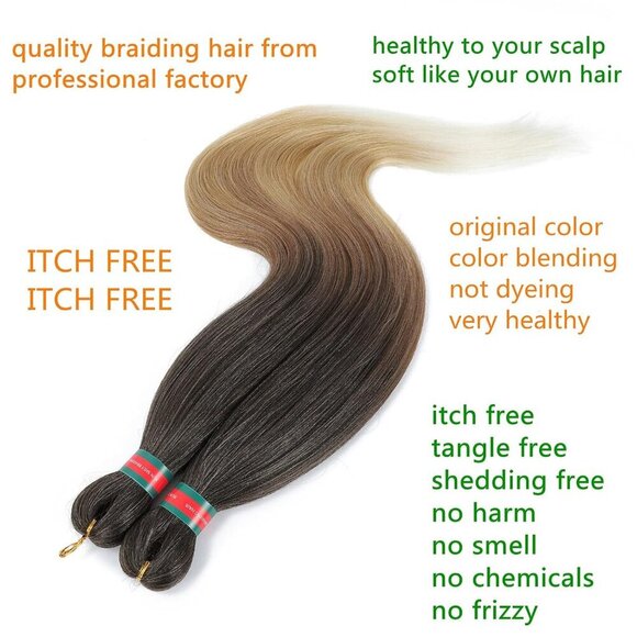 Ombre Pre stretched Braiding Hair, 36 Inch 4 tones Braid Hair Extensions, 8 pack - Picture 2 of 7